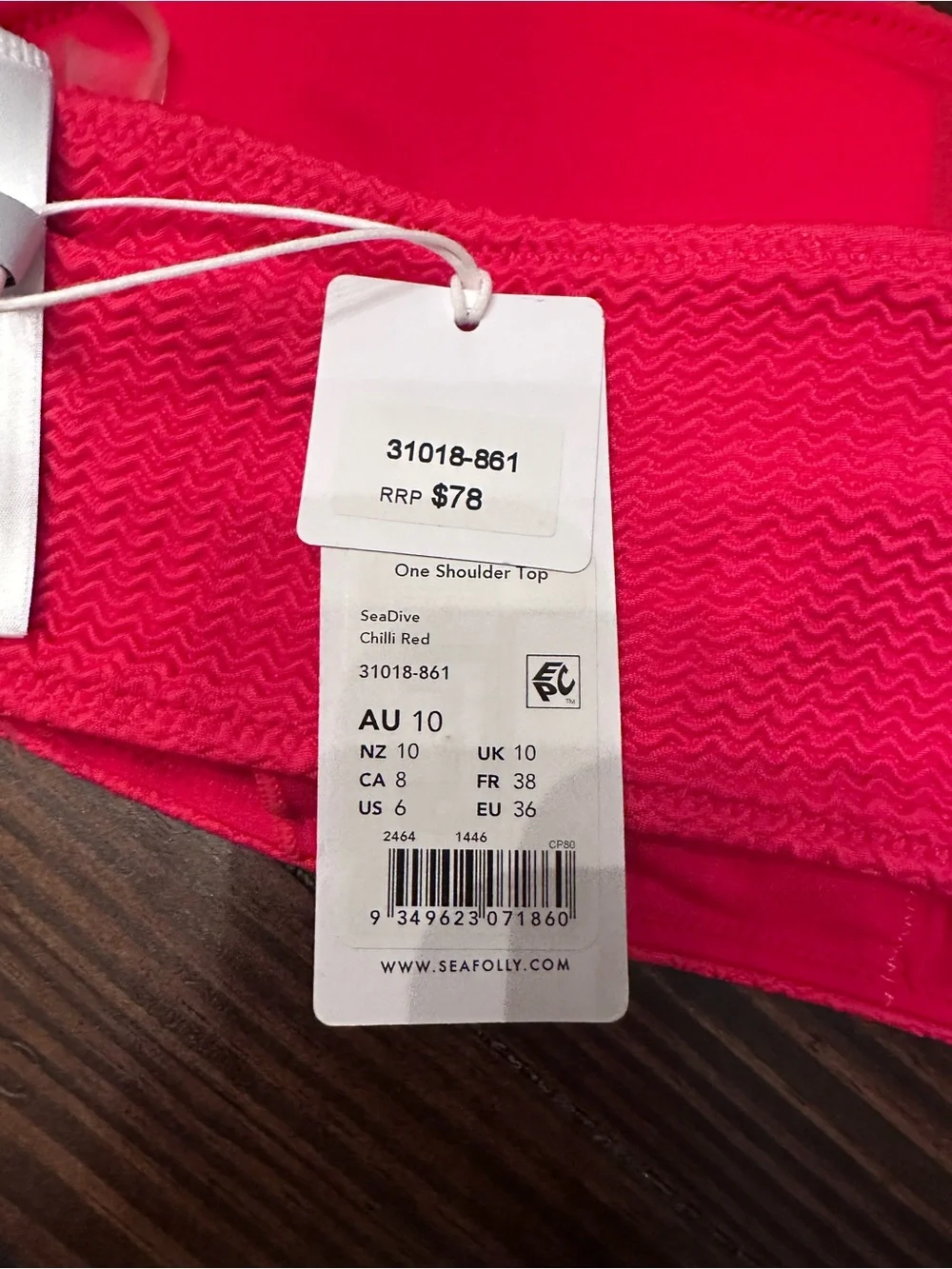 Seafolly One-Shoulder Bikini Top in Hot Pink